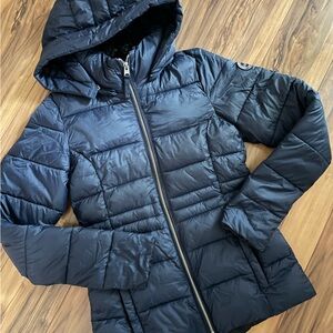 EUC Abercrombie and Fitch Women’s Down jacket puffer navy blue XXS Beautiful